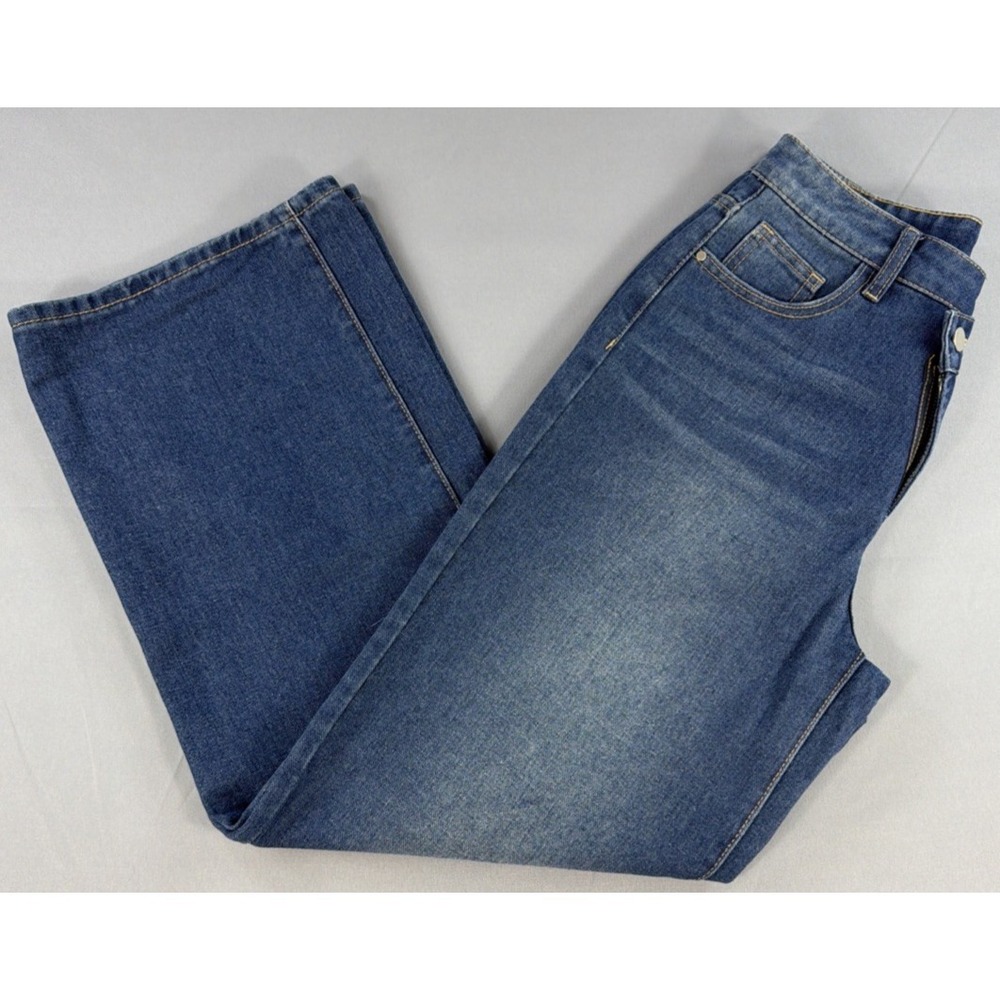 Cider Jeans Women's Large Wide Leg Blue Asymmetrical Crossover High Rise Baggy